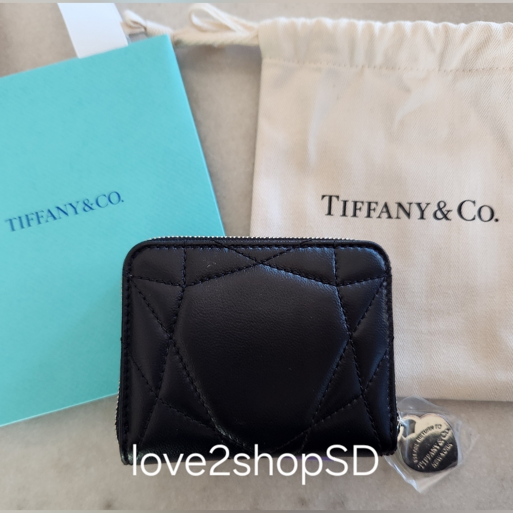 Return to Tiffany Padded Small Wallet Black Lambskin Leather Heart Tiffany & Co